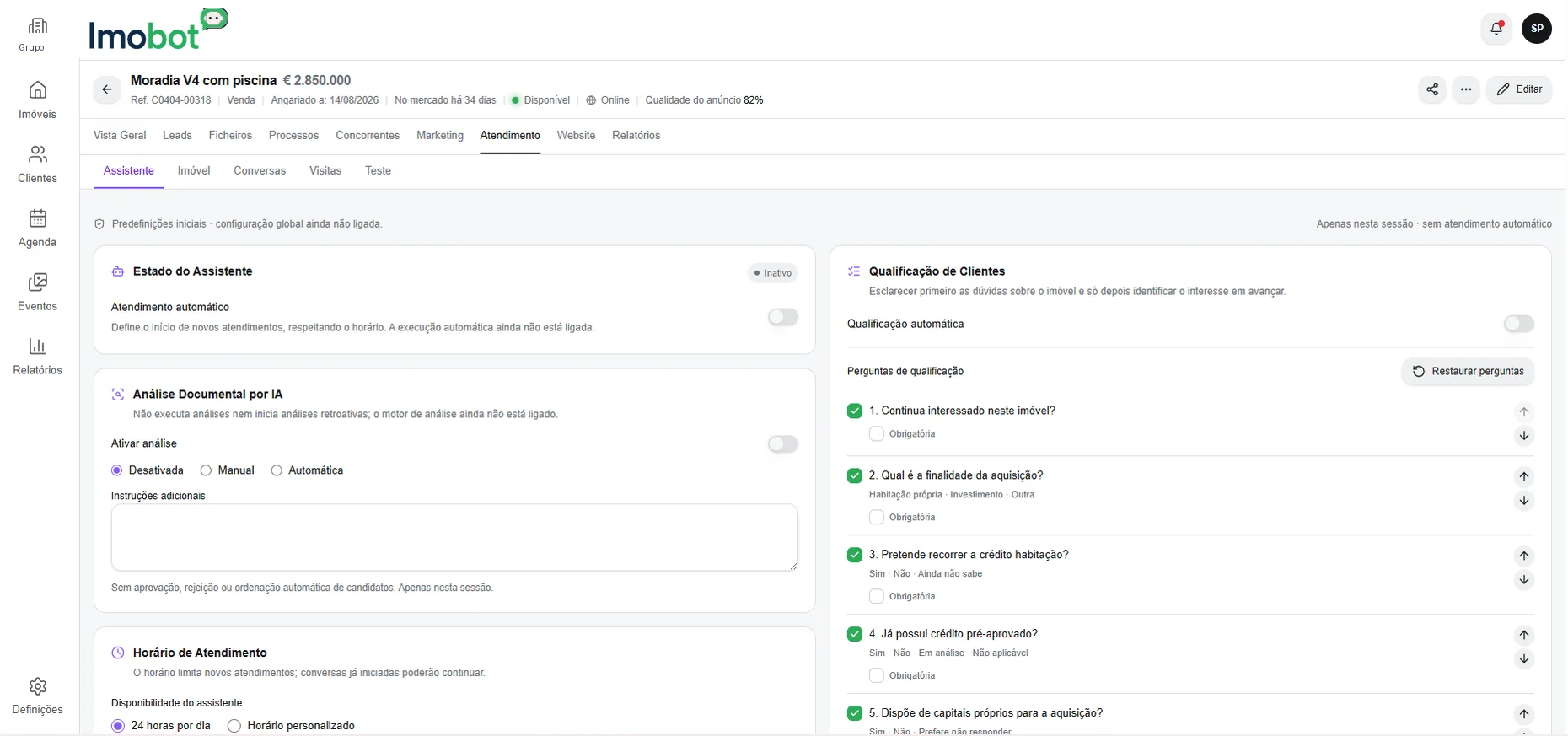 Assistente de inteligência artificial do IMOBOT
